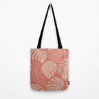 Tropical Leaves on Boho beachy coral Tote Bag Gallery Image 2