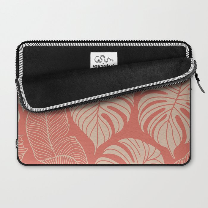 Tropical Leaves on Boho beachy coral Laptop Sleeve Gallery Image 2