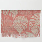 Tropical Leaves on Boho beachy coral Wall Hanging Gallery Image 1
