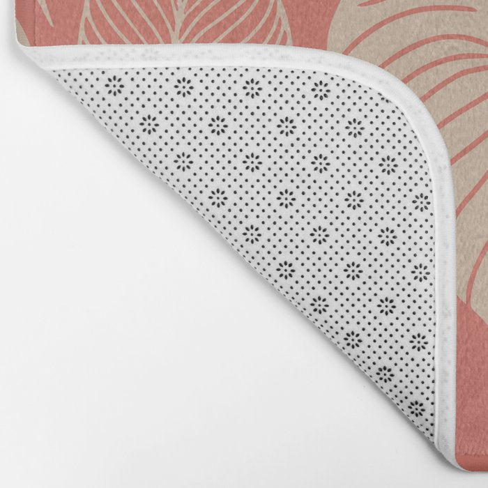 Tropical Leaves on Boho beachy coral Bath Mat Gallery Image 2