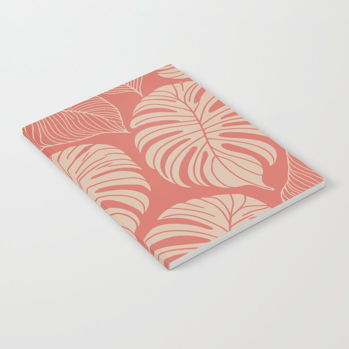 Tropical Leaves on Boho beachy coral Notebook Gallery Image 2