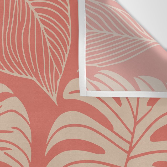 Tropical Leaves on Boho beachy coral Wall Tapestry Gallery Image 3