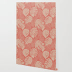 Tropical Leaves on Boho beachy coral Wallpaper Gallery Image 2