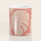 Tropical Leaves on Boho beachy coral Coffee Mug Gallery Image 4