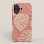 Tropical Leaves on Boho beachy coral iPhone Case Gallery Image 1
