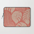 Tropical Leaves on Boho beachy coral Laptop Sleeve Gallery Image 1