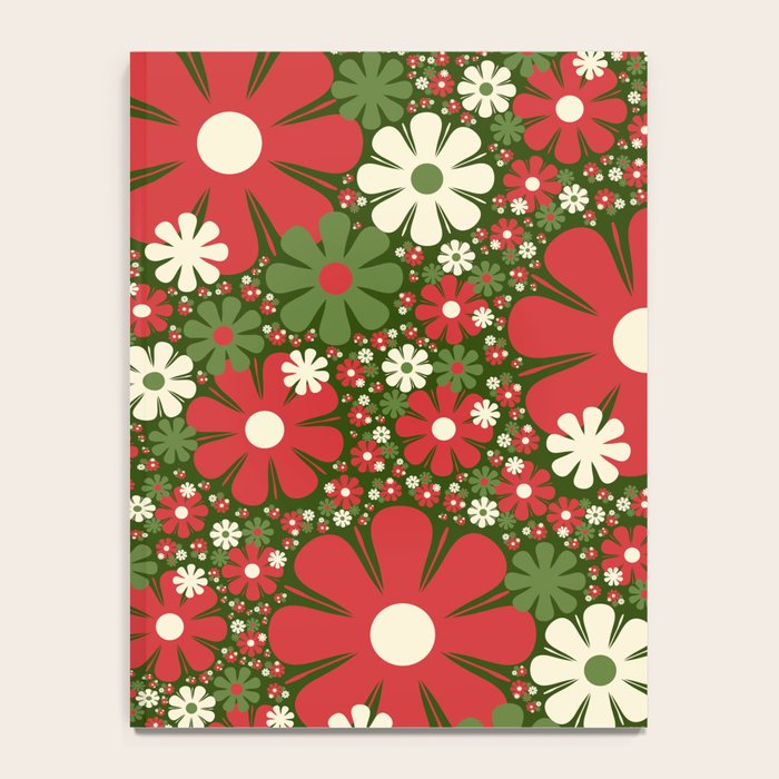 Retro Christmas Floral Fantasy Red Green Cream Notebook Gallery Image 4