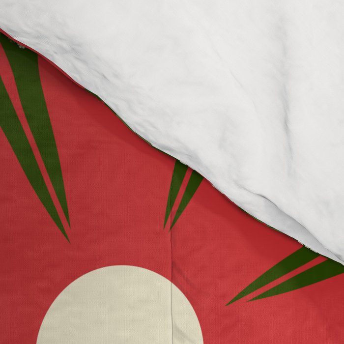 Retro Christmas Floral Fantasy Red Green Cream Comforter Gallery Image 4