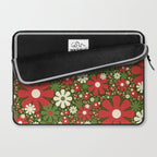 Retro Christmas Floral Fantasy Red Green Cream Laptop Sleeve Gallery Image 2