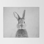 Rabbit - Black & White Throw Blanket Gallery Image 2