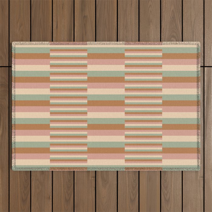 Mixed Stripes Pattern XIX Boho Summer Outdoor Rug Gallery Image 1