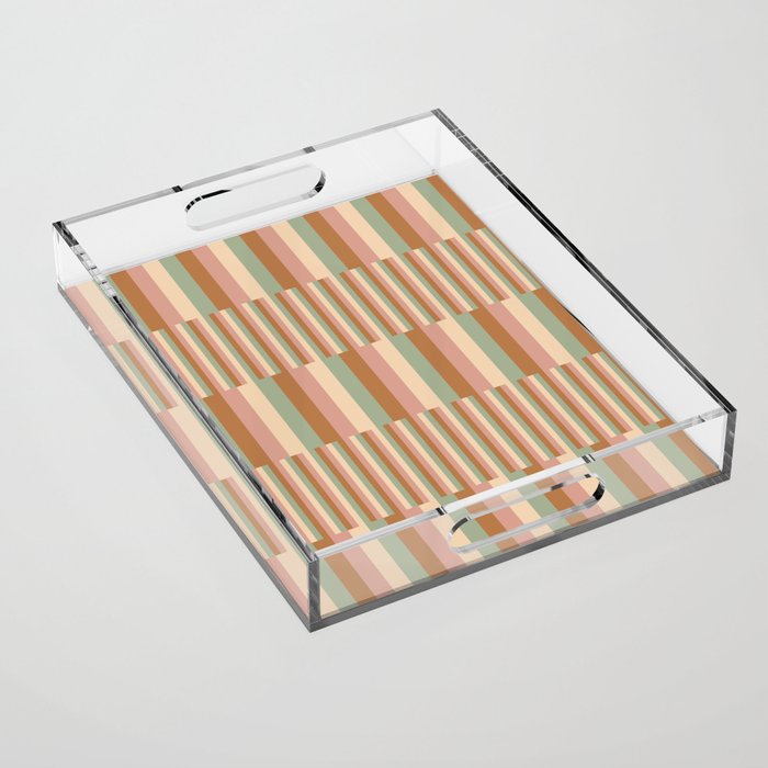 Mixed Stripes Pattern XIX Boho Summer Acrylic Tray Gallery Image 1