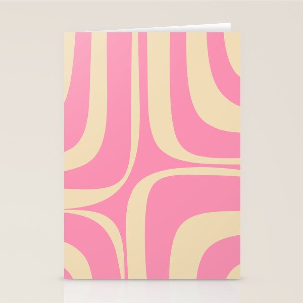 Retro Groove Abstract Pattern in Pink Cream Stationery Card Gallery Image 1