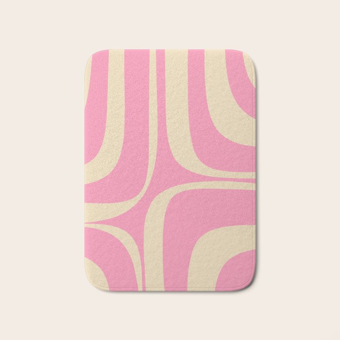 Retro Groove Abstract Pattern in Pink Cream Bath Mat Gallery Image 1