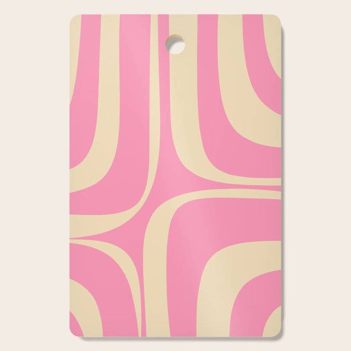 Retro Groove Abstract Pattern in Pink Cream Cutting Board Gallery Image 1