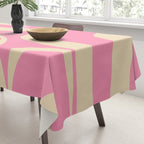 Retro Groove Abstract Pattern in Pink Cream Tablecloth Gallery Image 3