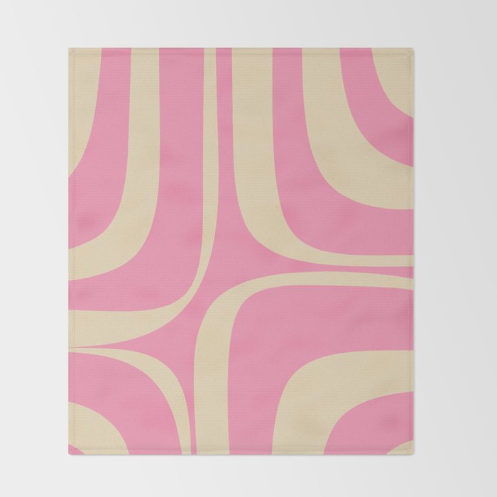Retro Groove Abstract Pattern in Pink Cream Throw Blanket Gallery Image 2