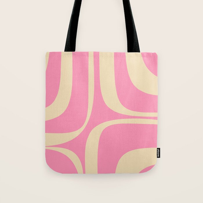 Retro Groove Abstract Pattern in Pink Cream Tote Bag Gallery Image 1