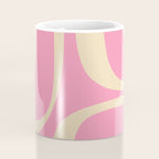 Retro Groove Abstract Pattern in Pink Cream Coffee Mug Gallery Image 4
