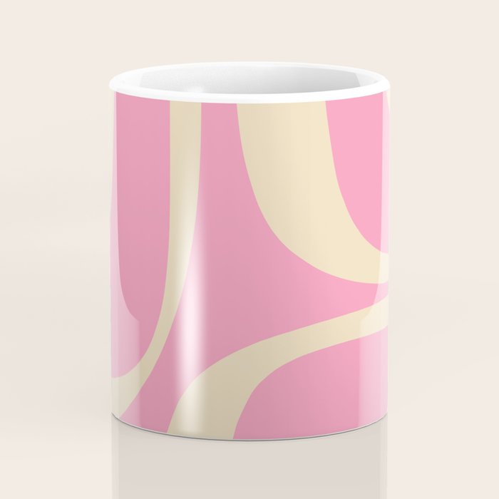 Retro Groove Abstract Pattern in Pink Cream Coffee Mug Gallery Image 4