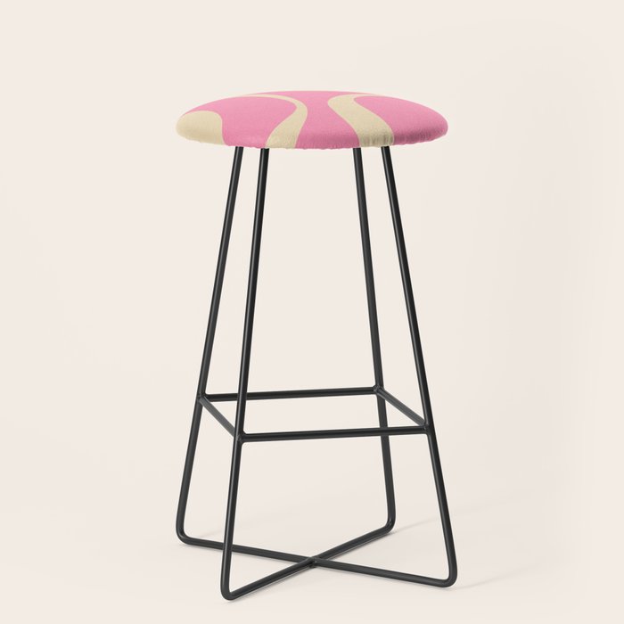 Retro Groove Abstract Pattern in Pink Cream Stool Gallery Image 1
