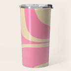 Retro Groove Abstract Pattern in Pink Cream Travel Mug Gallery Image 2