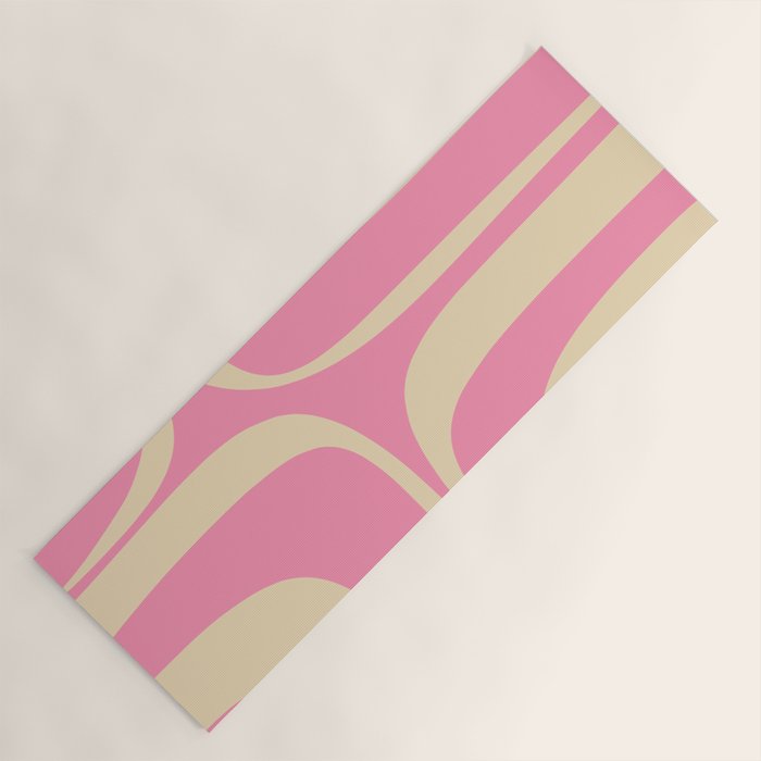 Retro Groove Abstract Pattern in Pink Cream Yoga Mat Gallery Image 1