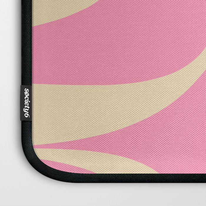 Retro Groove Abstract Pattern in Pink Cream Laptop Sleeve Gallery Image 3