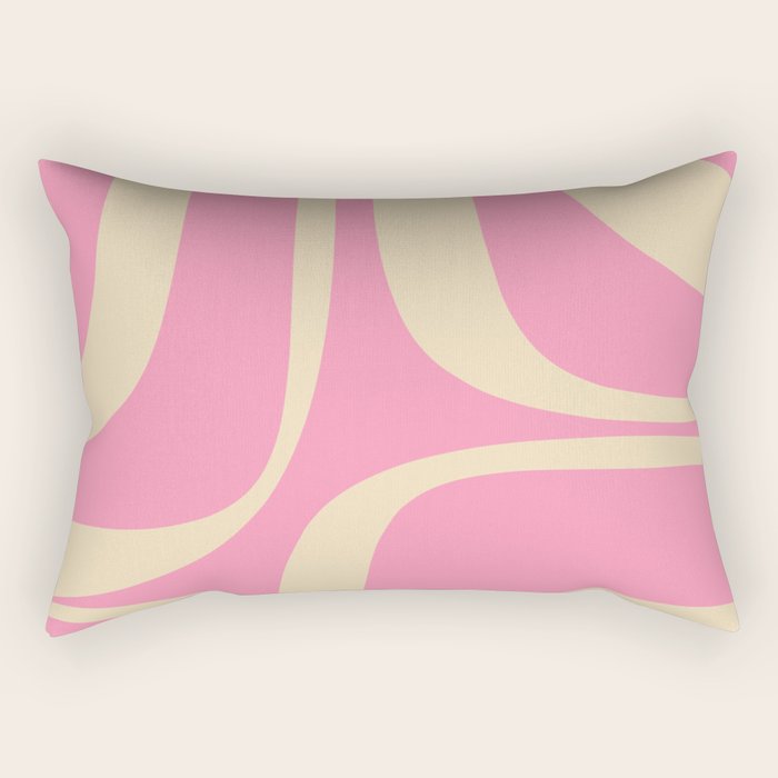 Retro Groove Abstract Pattern in Pink Cream Rectangular Pillow Gallery Image 2