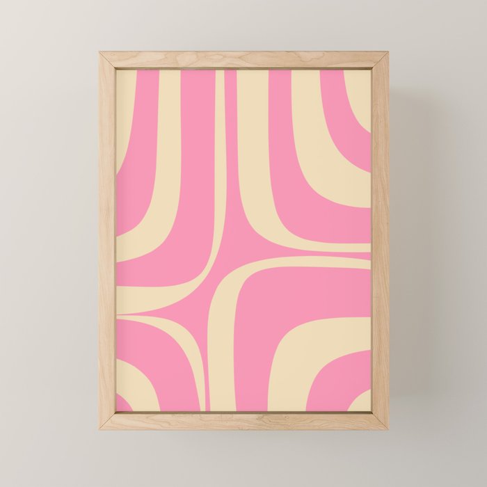Retro Groove Abstract Pattern in Pink Cream Mini Art Print Gallery Image 1