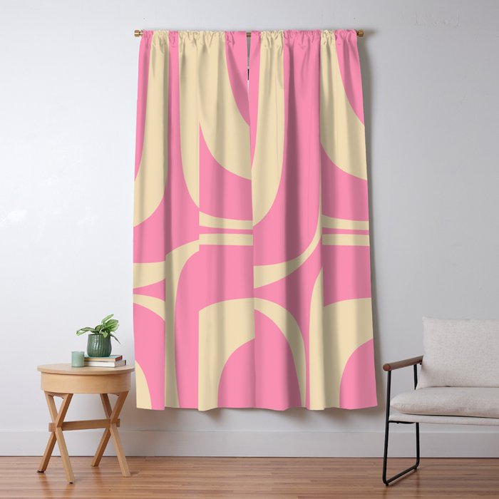 Retro Groove Abstract Pattern in Pink Cream Window Curtain Gallery Image 5