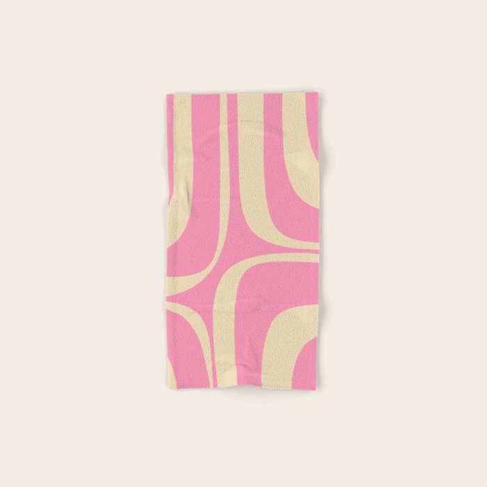 Retro Groove Abstract Pattern in Pink Cream Bath Towel Gallery Image 1