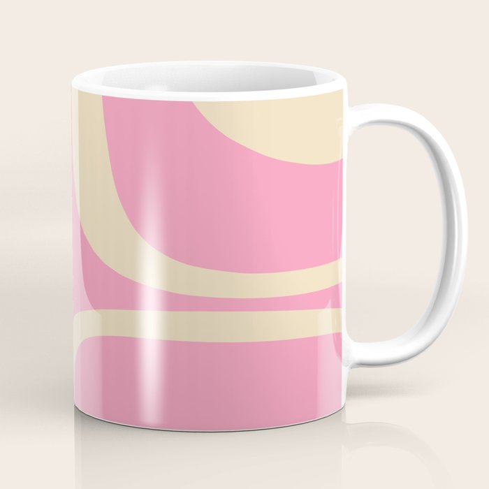 Retro Groove Abstract Pattern in Pink Cream Coffee Mug Gallery Image 1