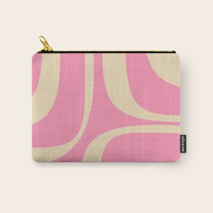 Retro Groove Abstract Pattern in Pink Cream Carry All Pouch Gallery Image 1