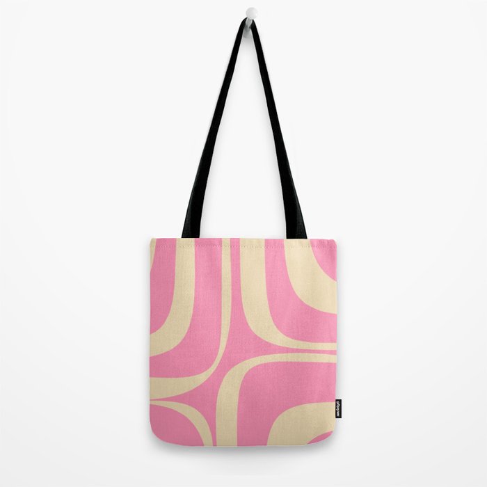 Retro Groove Abstract Pattern in Pink Cream Tote Bag Gallery Image 2