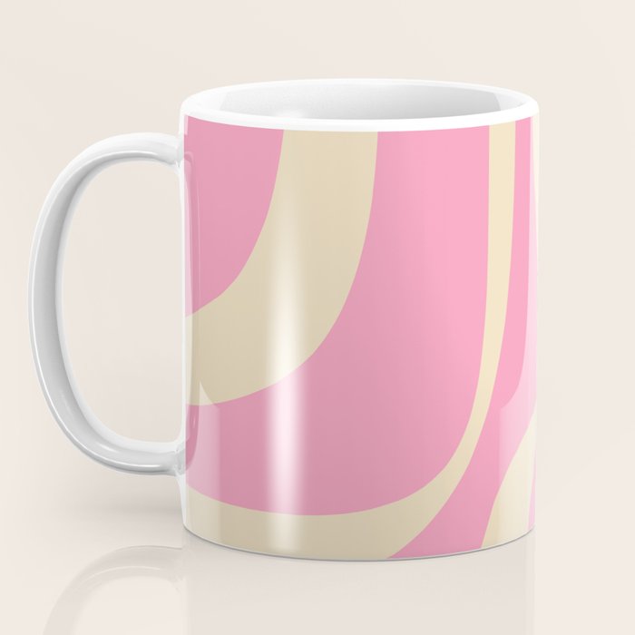 Retro Groove Abstract Pattern in Pink Cream Coffee Mug Gallery Image 3