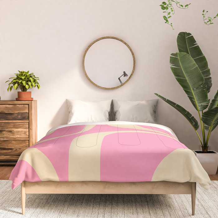 Retro Groove Abstract Pattern in Pink Cream Comforter Gallery Image 3
