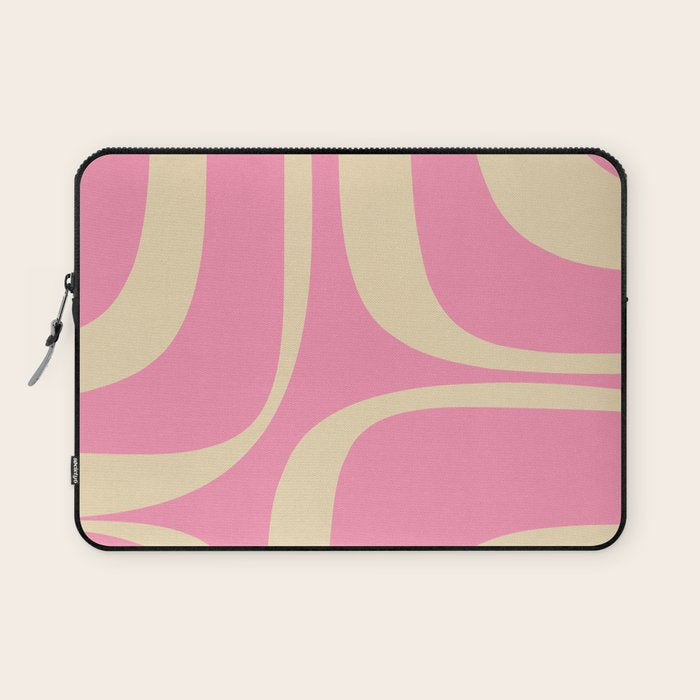 Retro Groove Abstract Pattern in Pink Cream Laptop Sleeve Gallery Image 1