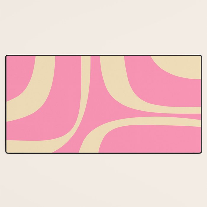 Retro Groove Abstract Pattern in Pink Cream Desk Mat Gallery Image 3