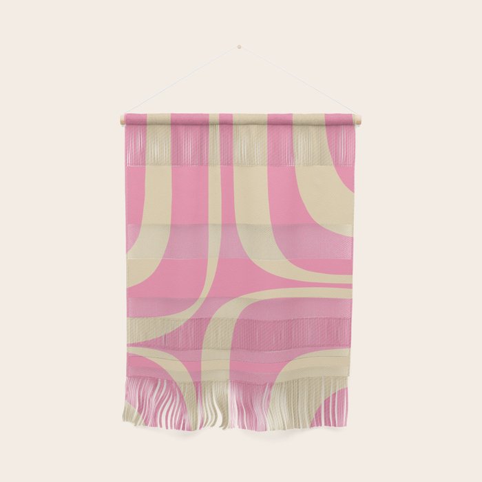 Retro Groove Abstract Pattern in Pink Cream Wall Hanging Gallery Image 1