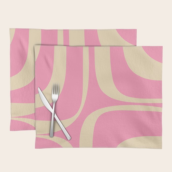 Retro Groove Abstract Pattern in Pink Cream Placemat Gallery Image 1