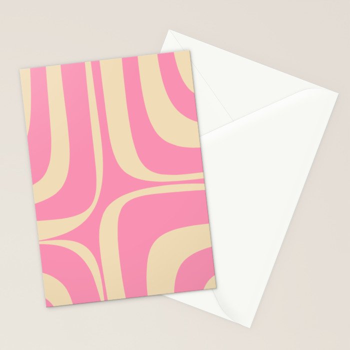 Retro Groove Abstract Pattern in Pink Cream Stationery Card Gallery Image 2
