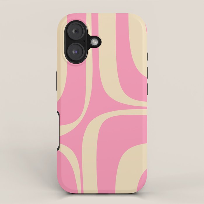Retro Groove Abstract Pattern in Pink Cream iPhone Case Gallery Image 1