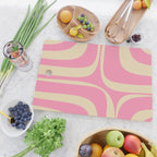 Retro Groove Abstract Pattern in Pink Cream Cutting Board Gallery Image 2