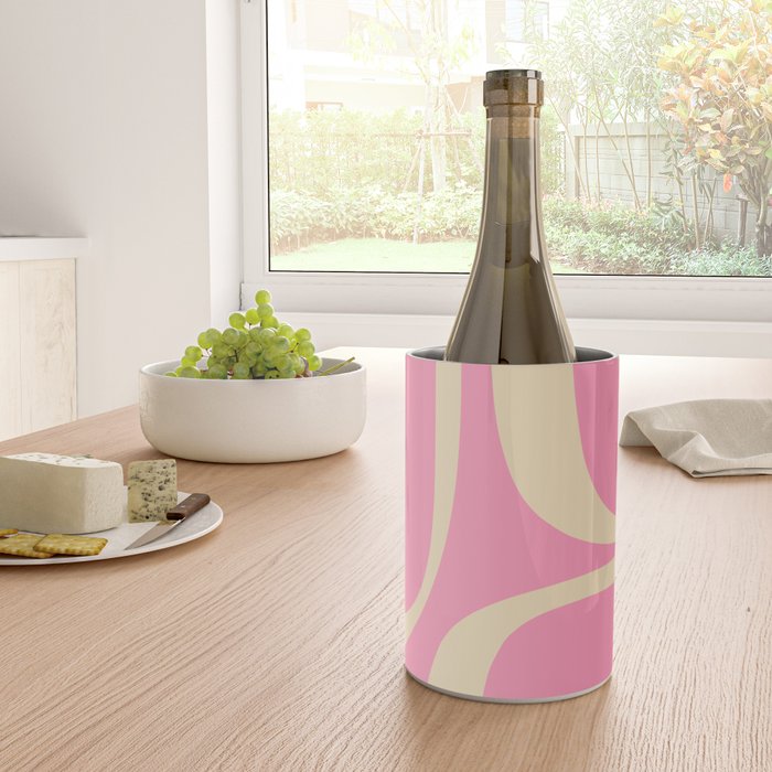 Retro Groove Abstract Pattern in Pink Cream Wine Chiller Gallery Image 4