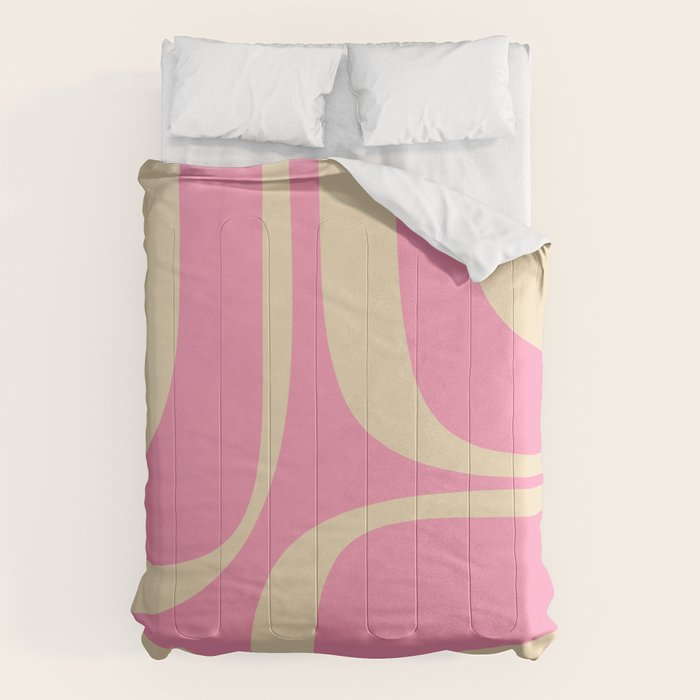 Retro Groove Abstract Pattern in Pink Cream Comforter Gallery Image 6