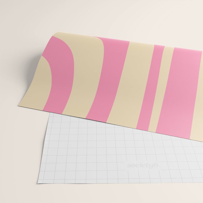 Retro Groove Abstract Pattern in Pink Cream Wrapping Paper Gallery Image 2