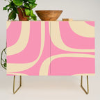 Retro Groove Abstract Pattern in Pink Cream Credenza Gallery Image 1