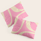 Retro Groove Abstract Pattern in Pink Cream Pillow Sham Gallery Image 3