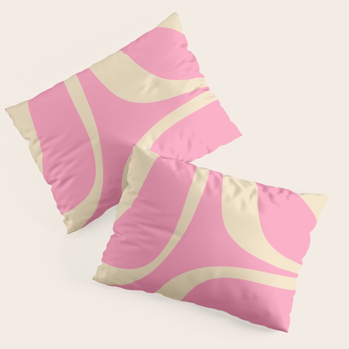 Retro Groove Abstract Pattern in Pink Cream Pillow Sham Gallery Image 3